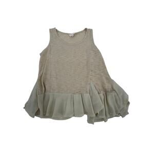Hayden Girls Beige Burnout Ruffled Sleeveless Tank Top Youth Size 13/14